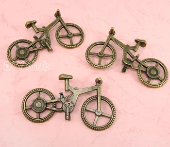 15pcs-Antique Bronze 2 Stranný Požičovňa Prívesok Charms, Bicykel Charms 51x28mm