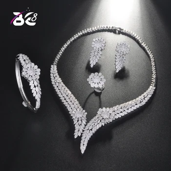 8 Luxusné Svadobné Svadobné Šperky Sady AAA CZ Klasický Dizajn Ženy 4pc Nastaviť Medi Zapojenie Obrad a Výročie S210