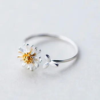Nové Daisy Kvet Prstene pre Ženy, Nastaviteľná Veľkosť Krúžky Módne Svadobné Party Šperky Daisy Kvet Krúžky