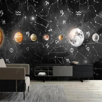 Vlastné Hviezdne Nebo Dvanásť Constell Astrolabe Tlač Stenu Papier Domova nástenná maľba Spálňa samolepiace Tapety Abstraktných De Parede 3D