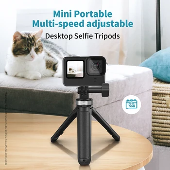 TELESIN Mini Selfie Stick Prenosné Hliníkové Zliatiny Plastové Nastaviteľné pre GoPro 9 Insta360 Pre iPhone Smartphone Android