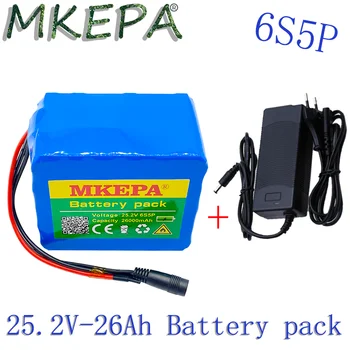 6S5P 24V 26000Ah 18650 li-ion batéria 25.2 v 26000mAh elektrické požičovňa motoriek /elektrický/lítium-iónová batéria+2A nabíjačku