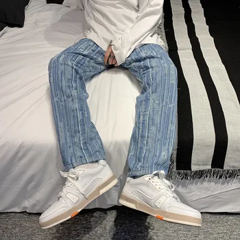 ZCSMLL Jeseň Nohavice Straight-leg Jeans pánske Voľné kórejská Verzia Trend Bežné Lúč Členok Nohavice Módne Tide