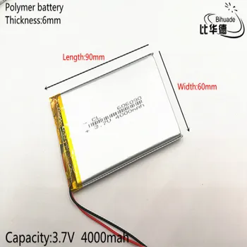 3,7 V 4000mAh 606090 Polymer Lithium Li-Po Nabíjateľná Batéria Pre GPS, DVD